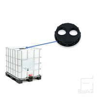 IBC-deksel 150x7 med doble tilkoblinger IG 2"